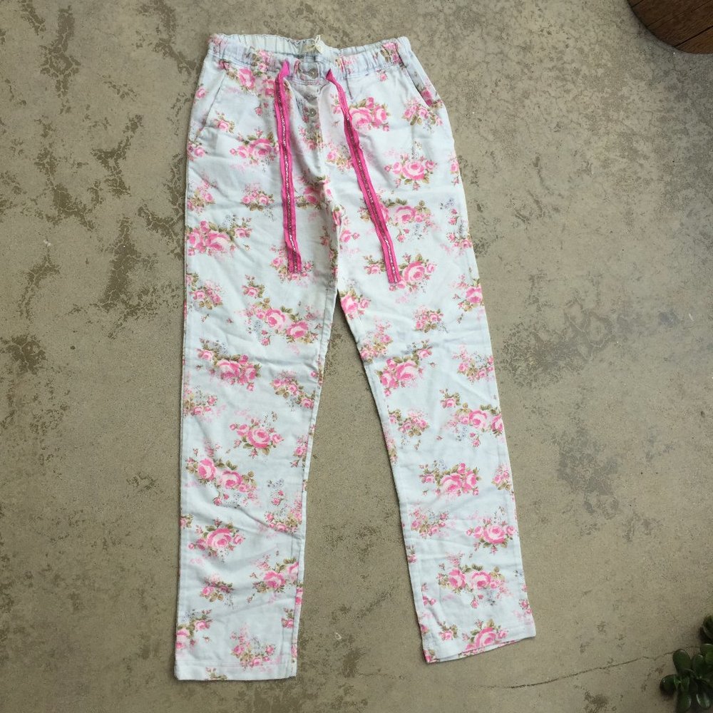 Rose Print Brushed Flannel Lounge Pants NWOT